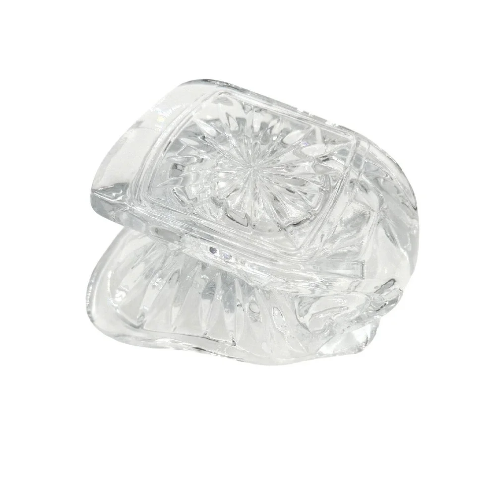 Vintage‎ Lead Crystal Clear Glass Sleigh Candle Holder Home Decor HEAVY